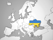 Europakarte mit hervorgehobener Ukraine