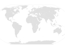Eine Karte der Welt mit in grau gehaltenen Flächen für die Landmasse