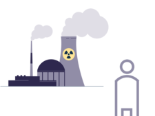 Kernkraftwerk und Mensch (Symbolbild)