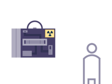 Grafik: Missbräuchlich verwendetes radioaktives Material in einem Koffer und Mensch (Symbolbild)