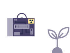 Grafik: Missbräuchlich verwendetes radioaktives Material in einem Koffer und Umwelt (Symbolbild)